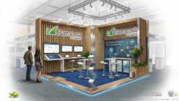 Exhibition booth concept created with Expo.Fish AI design tool