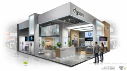 AI trade show booth concept with modern design