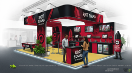 AI trade show booth concept with modern design