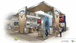 AI trade show booth concept with modern design